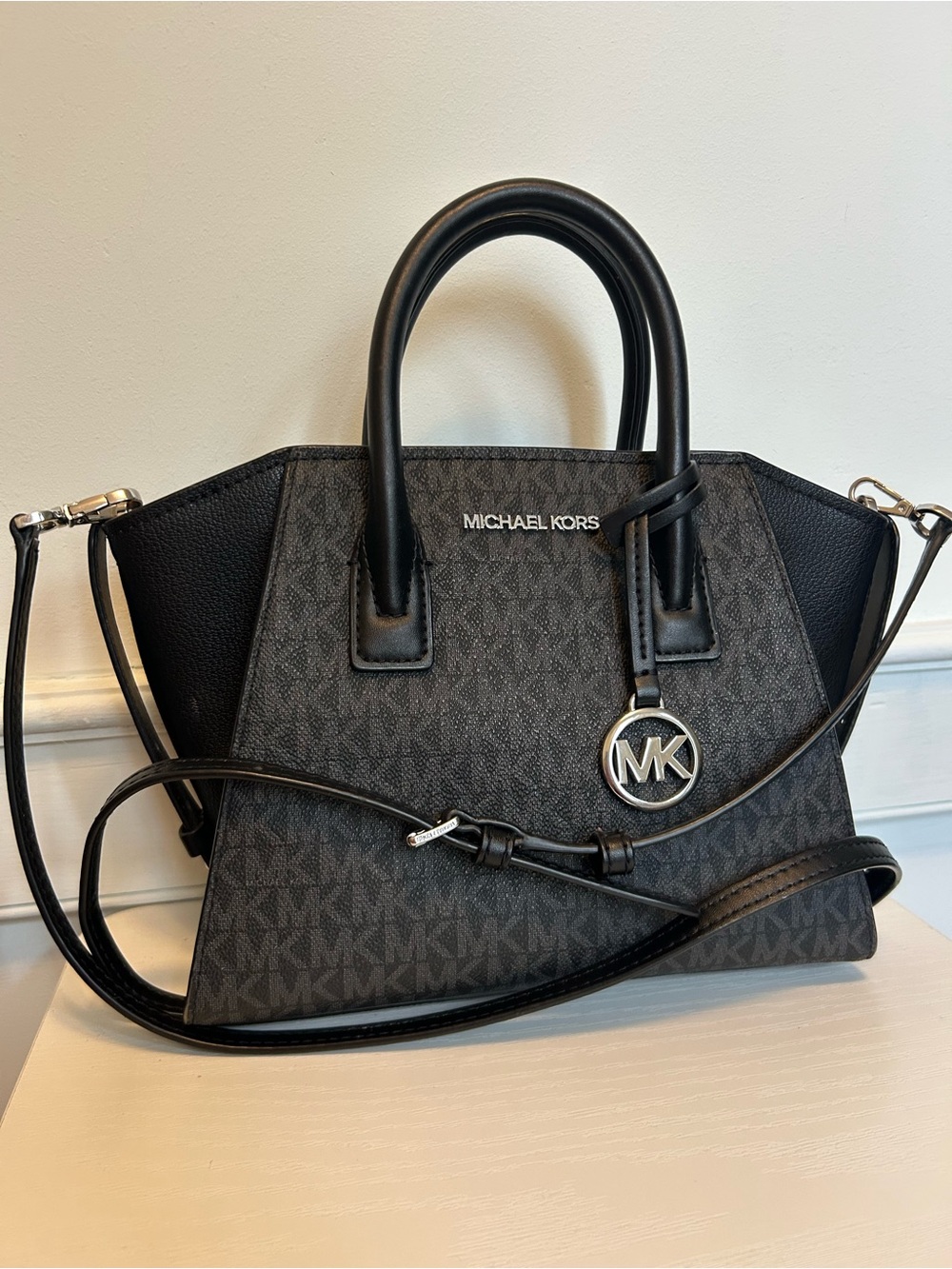 Michael Kors Avril Black Logo Satchel